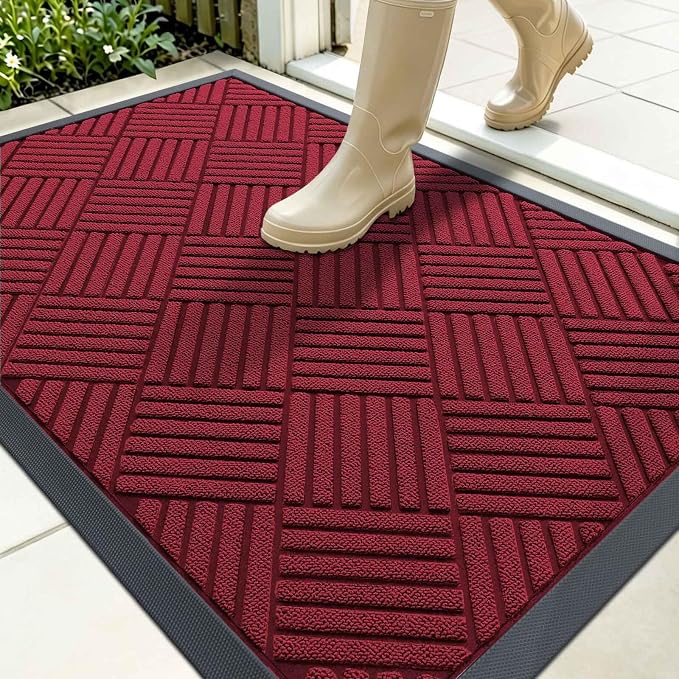 OLANLY Front Door Mat Outside Entrance 35x23, Heavy Duty Sturdy Natural Rubber by OLANLY