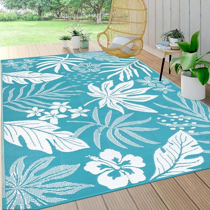 Pauwer Waterproof Outdoor Rug 6x9, Reversible Plastic Straw Patio Camping Rug by Pauwer