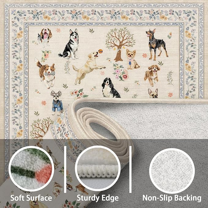 Dog Rug for Entryway, 2x3 Washable Kitchen Mat Ultra-Thin Soft, Non-Slip Indoor - Image 4