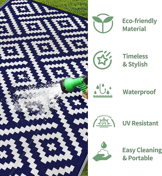 GENIMO Outdoor Rug 4'x6' Waterproof, Reversible Mats, Outdoor Area Rug - Image 5