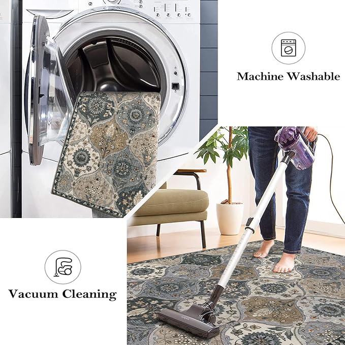 Lahome Moroccan Machine Washable Area Rugs, 4x6 Rug - Image 3