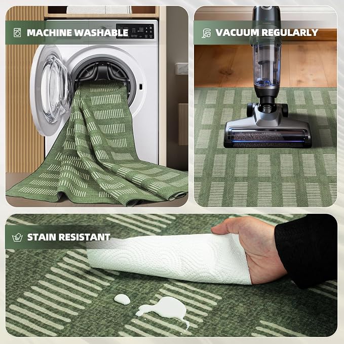 Washable Rugs 8x10 Area Rugs for Living Room, Ultra Soft Faux Wool Retro Carpets - Image 3