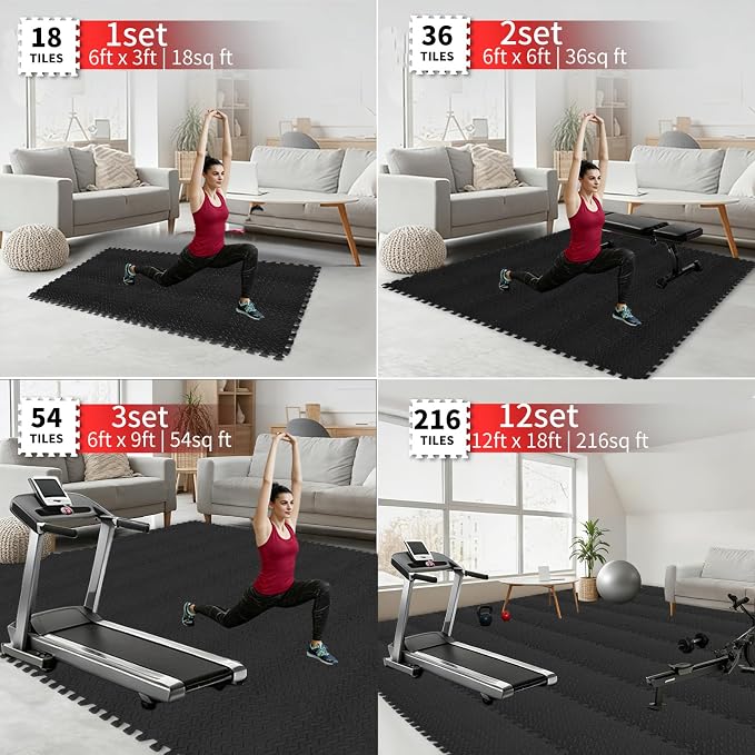 Gym Flooring for Home Gym, 12.6"x12.6"x0.4" EVA Exercise Mats, Puzzle Floor Mat - Image 7