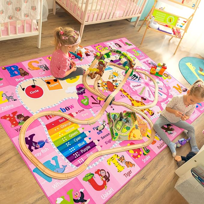 Kids Rugs for Playroom Bedroom Classroom Nursery, Non-Slip and Washable Rugs - Image 7