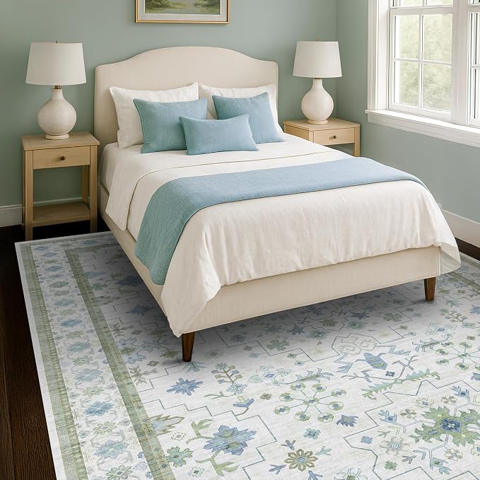 Cream Green Large 8x12 Area Rug - Image 3