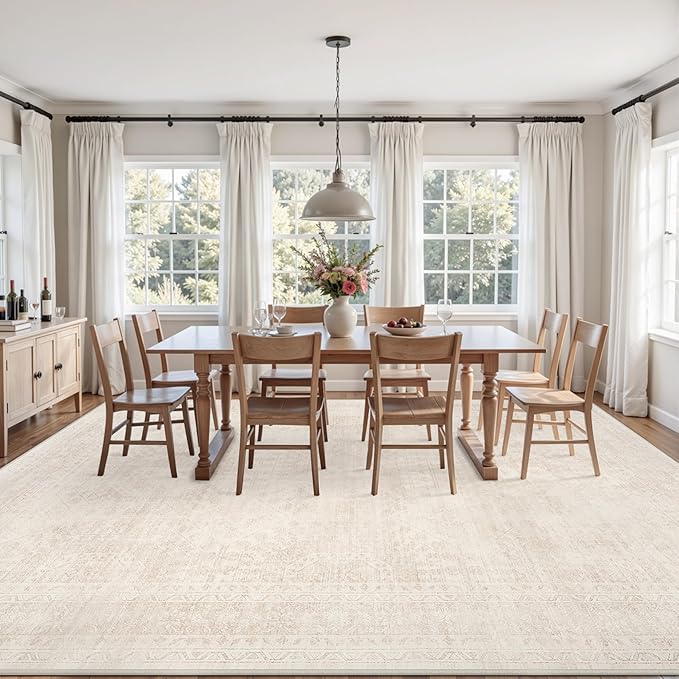 10x12 Area Rugs for Living Room: Vintage Boho Neutral Washable Rug Indoor Soft - Image 3