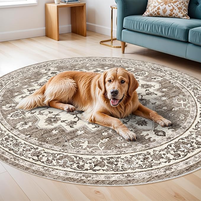 TOPRUUG Washable Oriental Area Rug - 3ft Round Rugs - Image 6