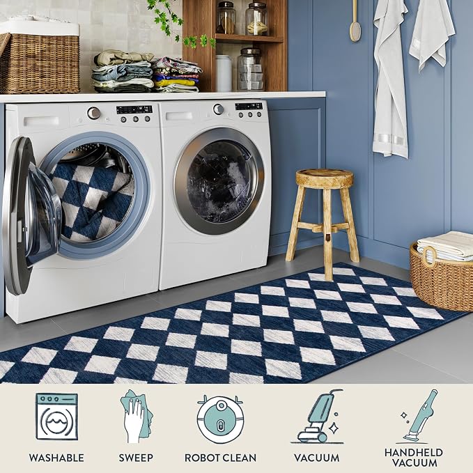 Lahome Zelie Checkered Washable Runner Rug, 2x6 Rug Runners - Image 4