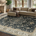 RELEANY Area Rugs 7'x10' Washable Non-Slip, Floral Vintage Distress Medallion by RELEANY