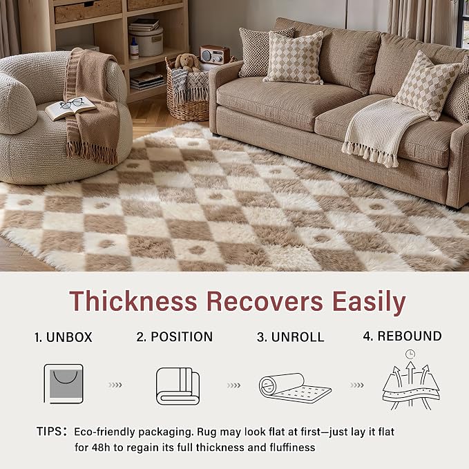 PureCozy Brown 5x8 Area Rug for Living Room Washable Non Slip Neutral Soft - Image 7