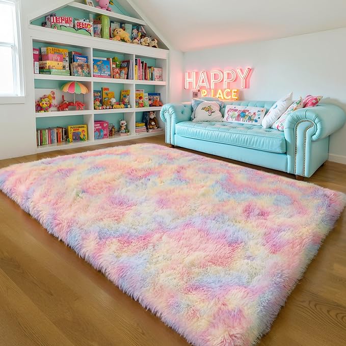KICHOWUA Thick Area Rug Unicorn Fluffy Shag 3x5 - Image 6
