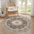5ft Round Vintage Living Room Area Rug by COTILED