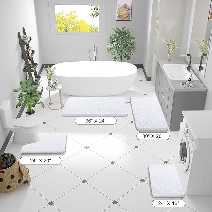 OLANLY Bathroom Runner Rugs 44x24, Extra Soft Absorbent Chenille Bath Rugs - Image 2