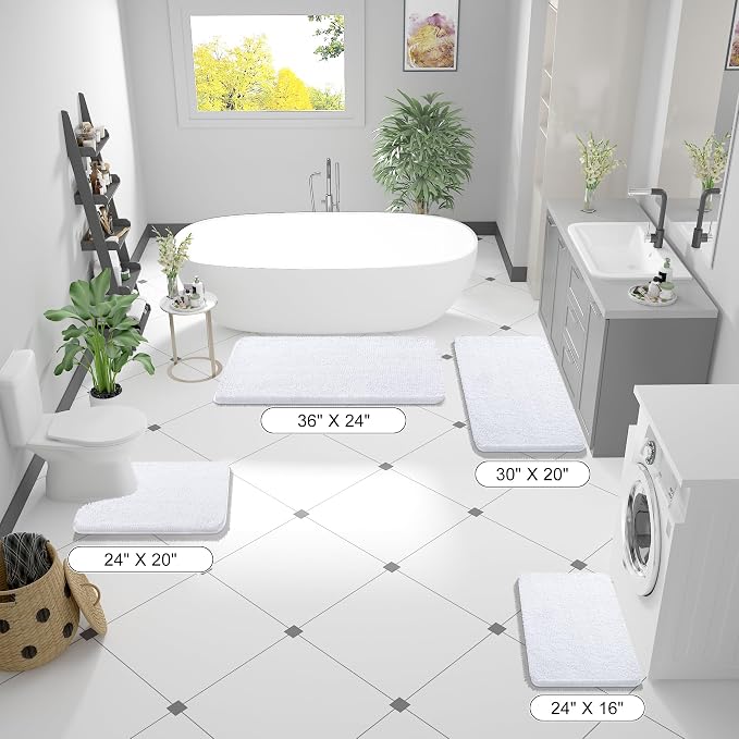 OLANLY Bathroom Runner Rugs 70x24, Extra Soft Absorbent Chenille Bath Rugs - Image 2