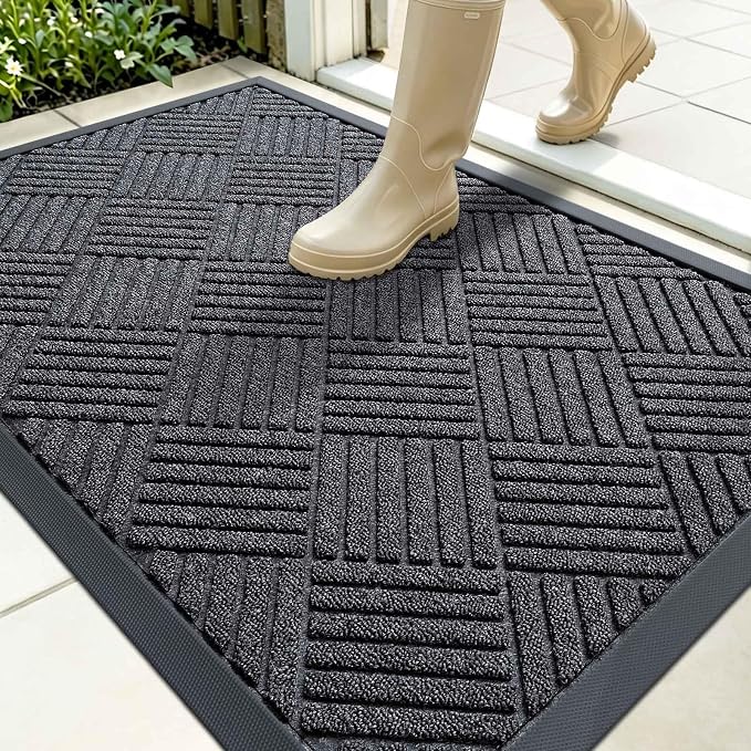 OLANLY Front Door Mat Outside Entrance 35x23, Heavy Duty Sturdy Natural Rubber by OLANLY