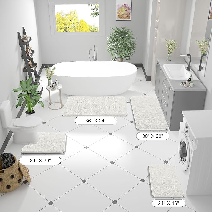 OLANLY Bathroom Runner Rugs 47x17, Extra Soft Absorbent Chenille Bath Rugs - Image 2