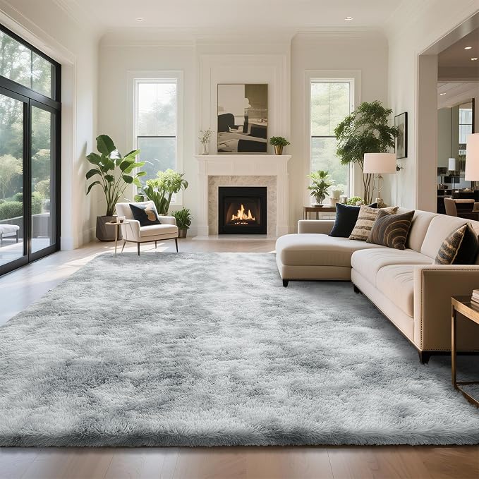 yongyangjuxin Fluffy Rug Shag Area Rug, Mottling Grey 9x12 Area Rugs by Yongyangjuxi