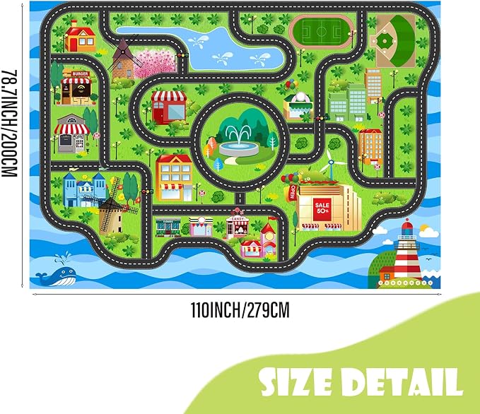 Kids Car Rug, soft low-pile surface, non-slip backing, large size - Image 2
