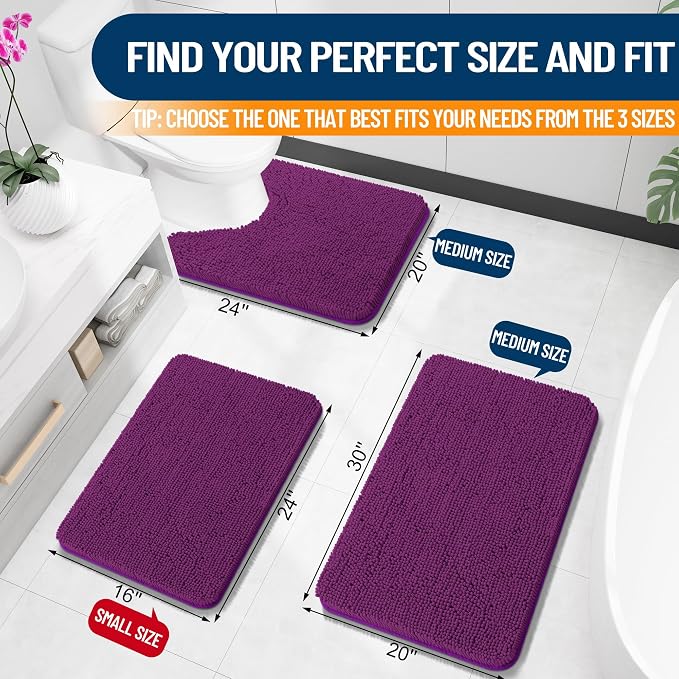 OLANLY Bathroom Rugs 36x24, Extra Soft Absorbent Chenille Bath Rugs, Rubber - Image 2
