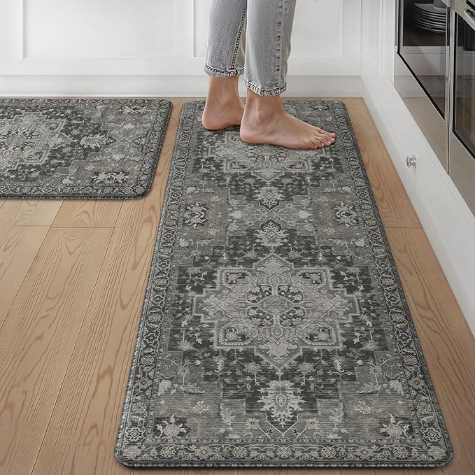 GENIMO Kitchen Mats for Floor 2PCs, Washable Anti Fatigue Mat for Cushioned by GENIMO
