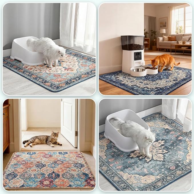 Hompet Cat Litter Mat 2 Pack, 36x36 Large Machine Washable Trapping Mats - Image 4