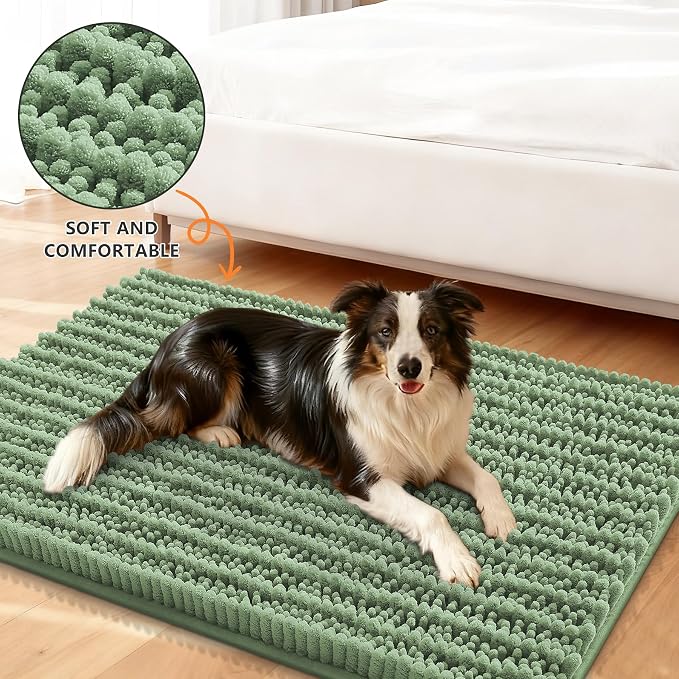Smiry Dog Door Mat for Muddy Paws 36x24, Absorbent Dirt Trapper, Non-Slip - Image 2