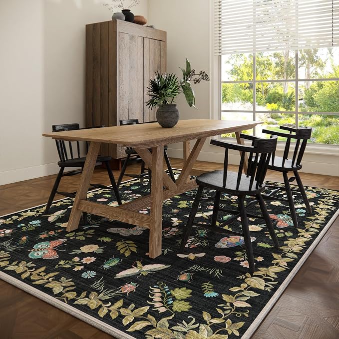 Machine Washable Rug for Living Room: 9x12 Area Rugs Vintage Bedroom Rug Stain - Image 6