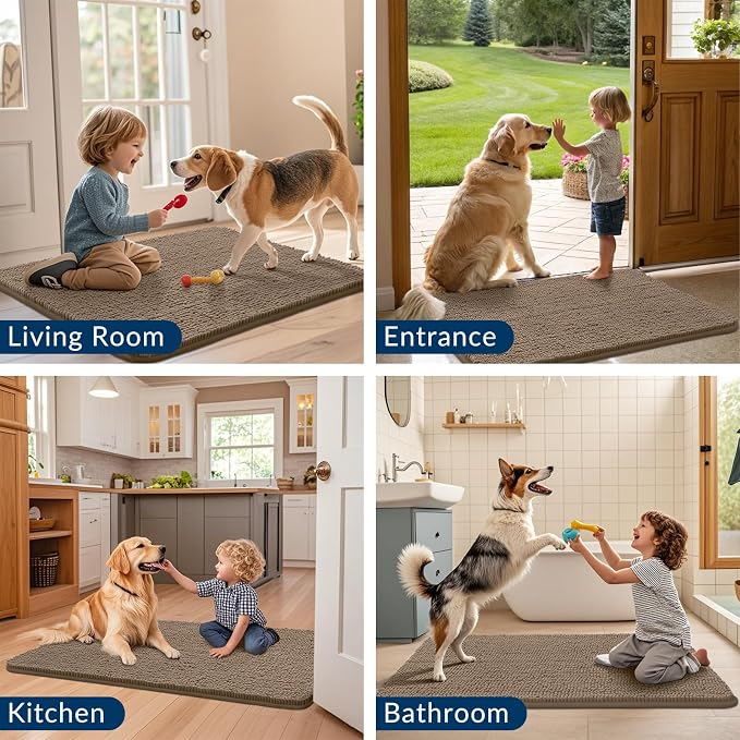 Smiry Dog Door Mat for Muddy Paws 40x32, Absorbent Dirt Trapper, Non-Slip - Image 7