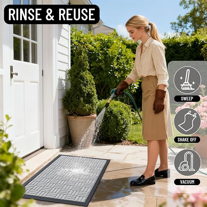 OLANLY Front Door Mat Outside Entrance 47x23, Heavy Duty Sturdy Natural Rubber - Image 8