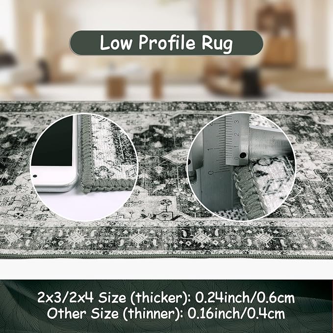 Moynesa Ultra-Thin Washable Vintage Area Rug - Image 4
