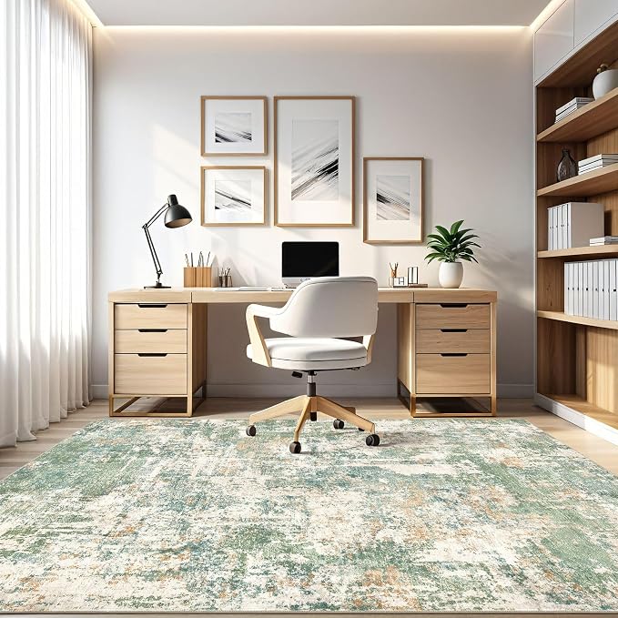 LOONGRUG 5x7 Area Rugs Living Room: Washable Large Abstract Soft Green Rug - Image 8