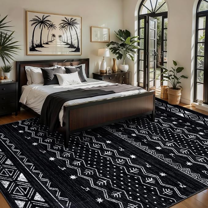 SERISSA 5x7 Area Rugs for Living Room, Washable Non-Slip Black and White Boho - Image 2