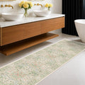 Beige Green 2x8 Rug Runners for Bathroom, Washable Long Floor Runner for Kitchen by HazoHaus