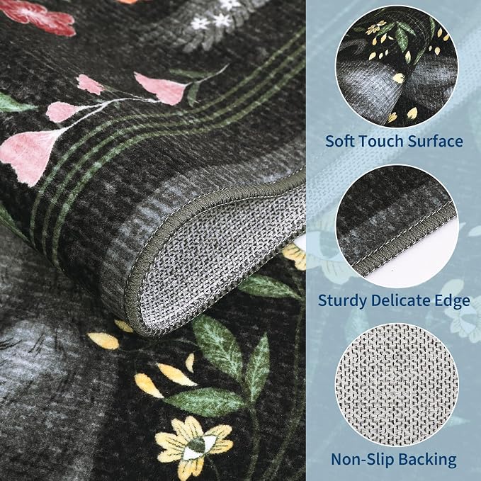 GarveeHome 5x7 Cat Area Rug Black Washable Rugs - Image 4