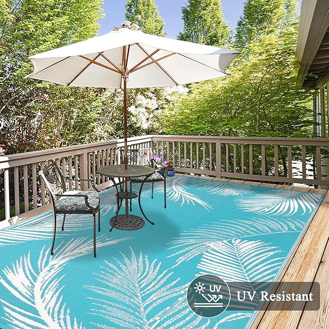 Pauwer Waterproof Outdoor Rug 5x8, Reversible Plastic Straw Patio Camping Rug - Image 4