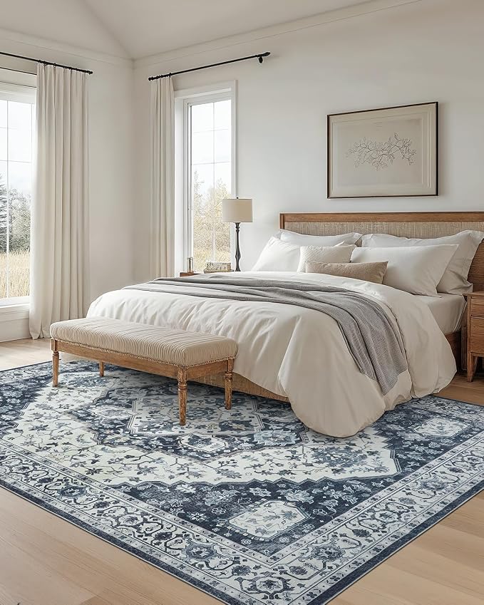 AMADA HOMEFURNISHING 9x12 Area Rug, Washable Low-Profile Large Area Rug - Image 3