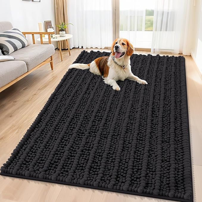 Smiry Dog Door Mat for Muddy Paws 59x35, Absorbent Dirt Trapper, Non-Slip by Smiry