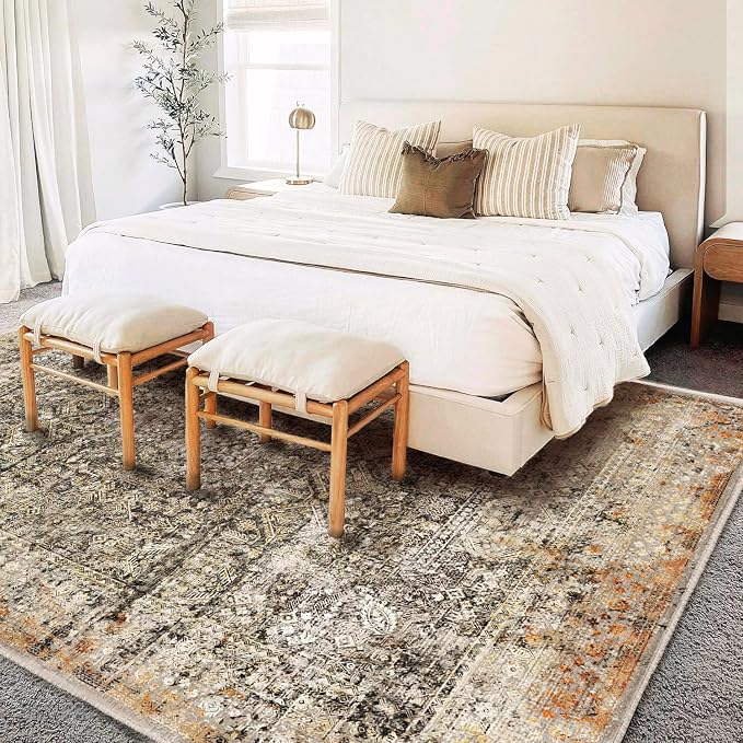 CHAMPLANT 5'x7' Washable Area Rug Vintage Traditional Floor Cover Foldable Thin - Image 2