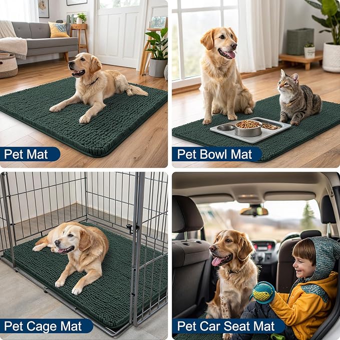 Smiry Dog Door Mat for Muddy Paws 40x32, Absorbent Dirt Trapper, Non-Slip - Image 6