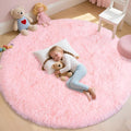 Round Fluffy Pink Rug for Bedroom, 8Ft Large Fuzzy Shag Circle Area Rug for by WISHTREE
