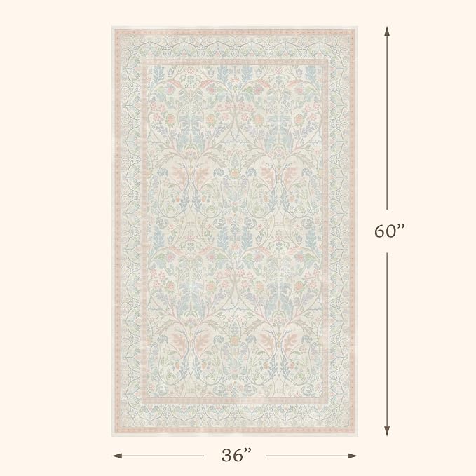 3x5 Washable Area Rugs for Bedroom Non Slip, Soft Laundry Room Mat for Floor - Image 2