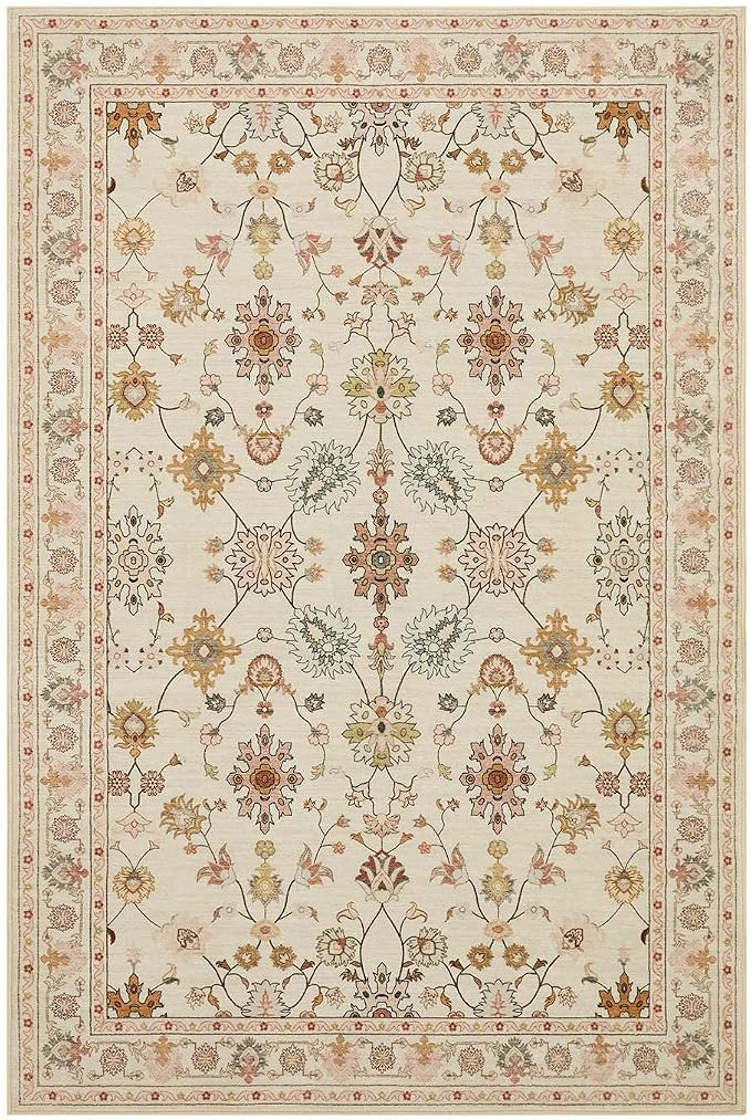 Rugxara Floral Rug for Living Room Bedroom, 3x5 Washable Area Rug, Vintage Boho - Image 5