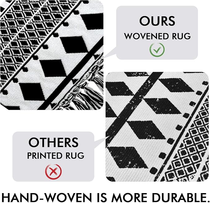 IOHOUZE Kitchen Hallway Runner Rug -2'x6' Boho Black White Entryway Runner Rugs - Image 3