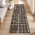 Brown 2x6 Runner Rug Non Slip, Modern Distressed Stripe Carpet Runners by TTelephant