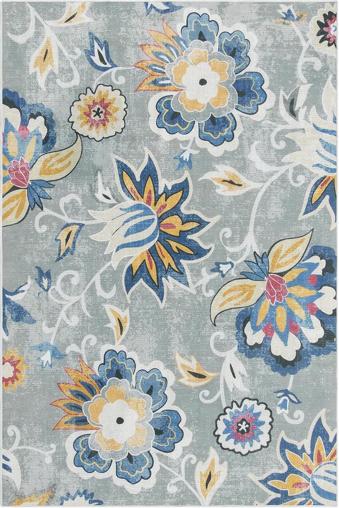 Lahome Floral Indoor Outdoor Rug, 5x8ft Non Slip Outdoor Patio Rug - Image 7