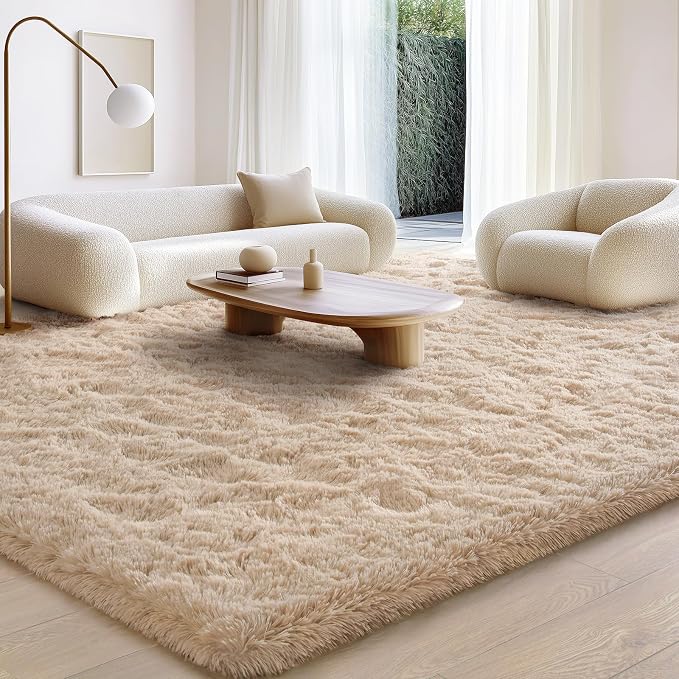 BENRON Soft Fluffy Rugs for Living Room 8 x 10 Light Tan, Extra Large Area Rug - Image 2