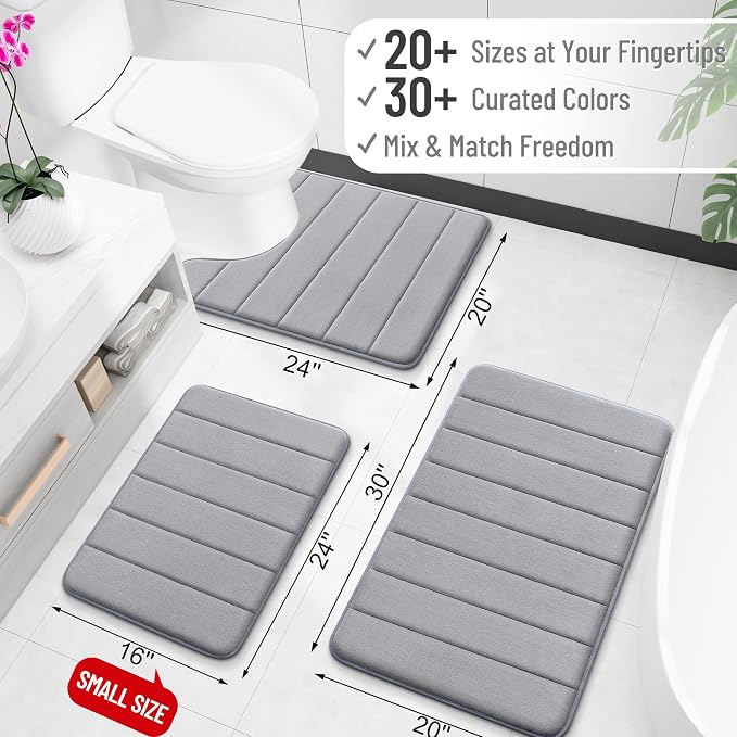 OLANLY Memory Foam Long Bathroom Rugs Runner 59x20, Super Soft Absorbent Bath - Image 2