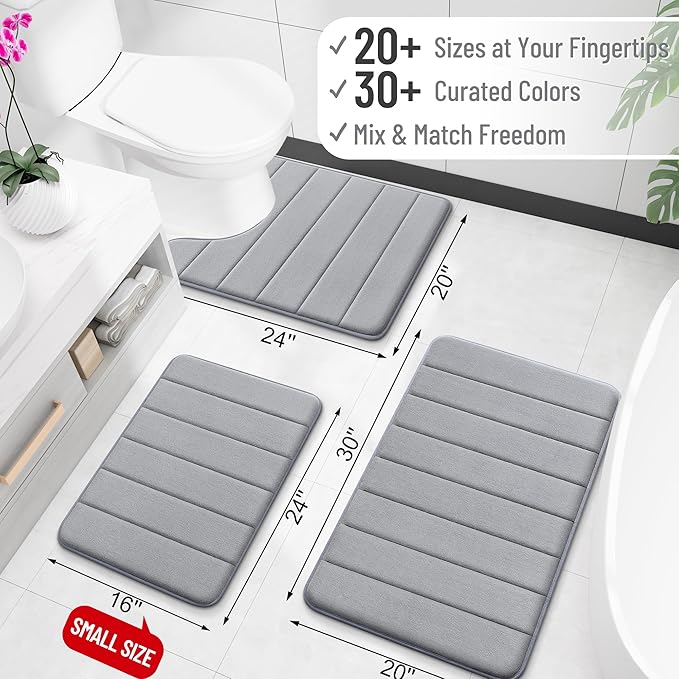 OLANLY Memory Foam Bath Mat 44x32, Super Soft Absorbent Bathroom Rugs, Quick Dry - Image 2