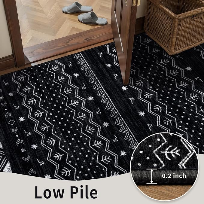SERISSA 5x8 Area Rugs for Living Room, Washable Non-Slip Black and White Boho - Image 7