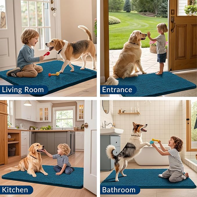 Smiry Dog Door Mat for Muddy Paws 71x46, Absorbent Dirt Trapper, Non-Slip - Image 7